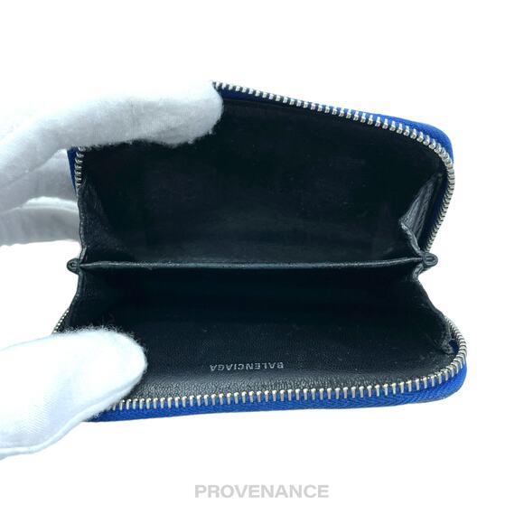 🔴 Balenciaga Logo Zip Card Wallet - Blue Leather - Picture 6 of 9